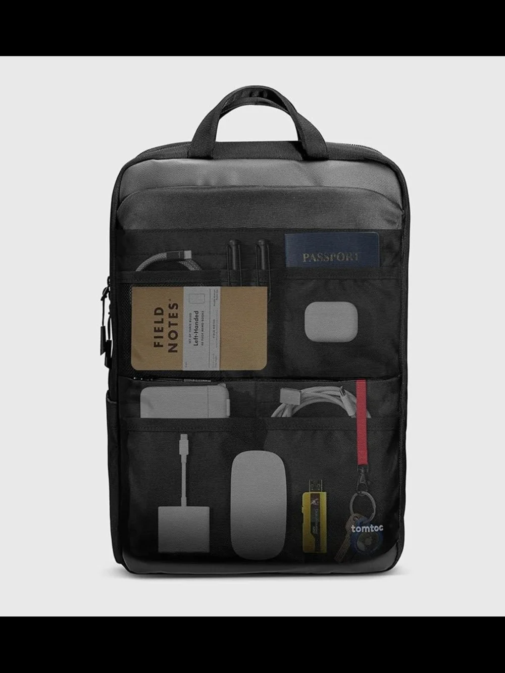 tomtoc Black Men's Commuter Laptop Backpack